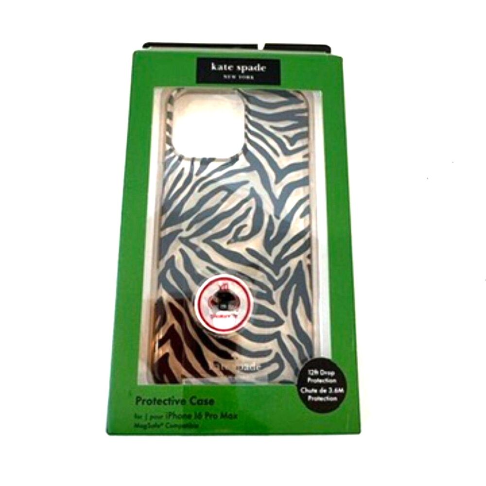 Kate Spade Hardshell iPhone Case 16 Pro Max Zebra Stripe NEW Open Box